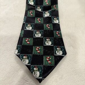 Hallmark Christmas tie navy snowman candy cane